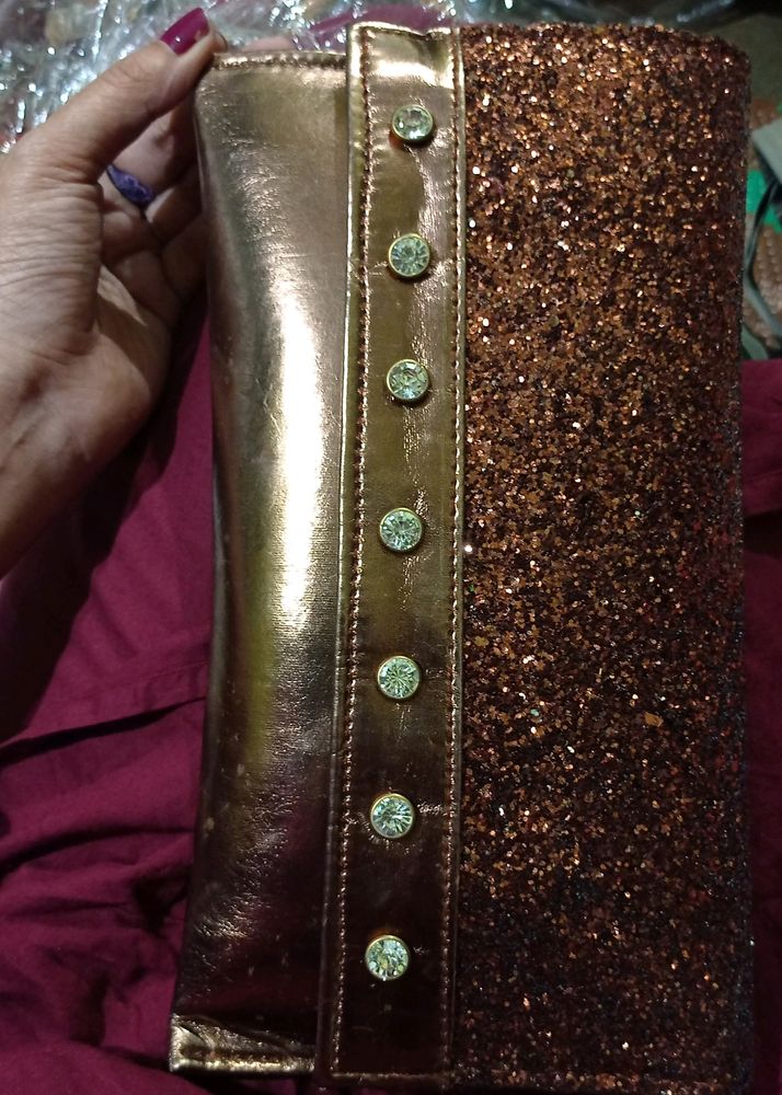 brown glitter purse