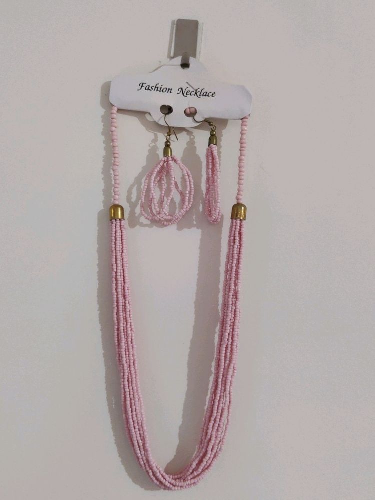 Baby Pink Beads Jewellery Set