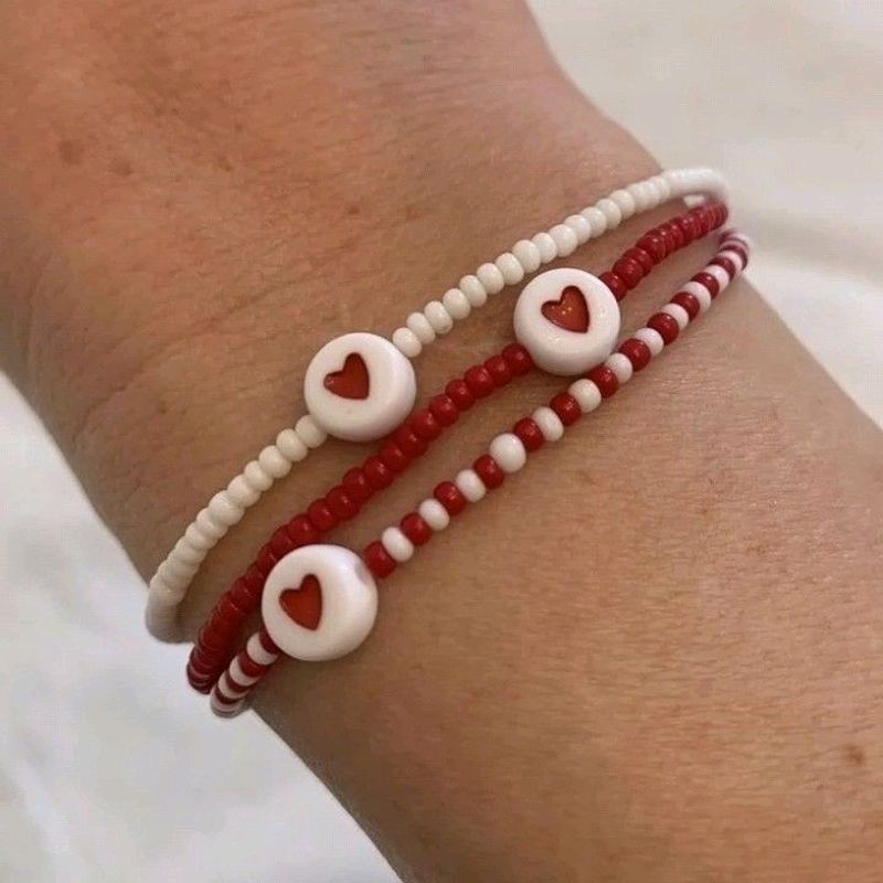 BEADED RED BRACELET COMBO OF 3