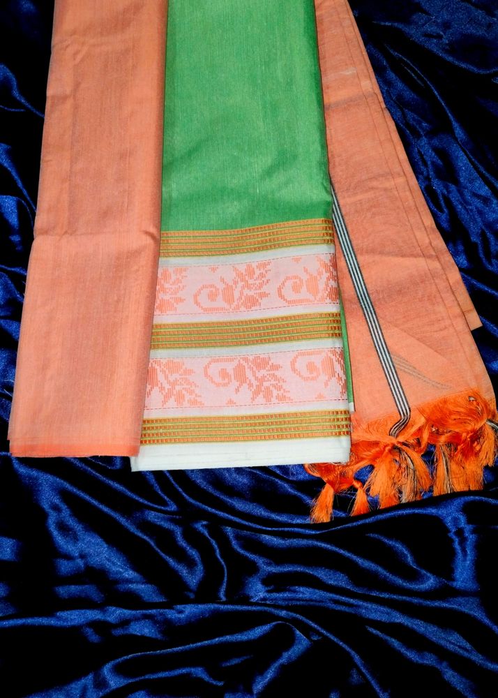 Churidar Material Green &Orange Colour Combination