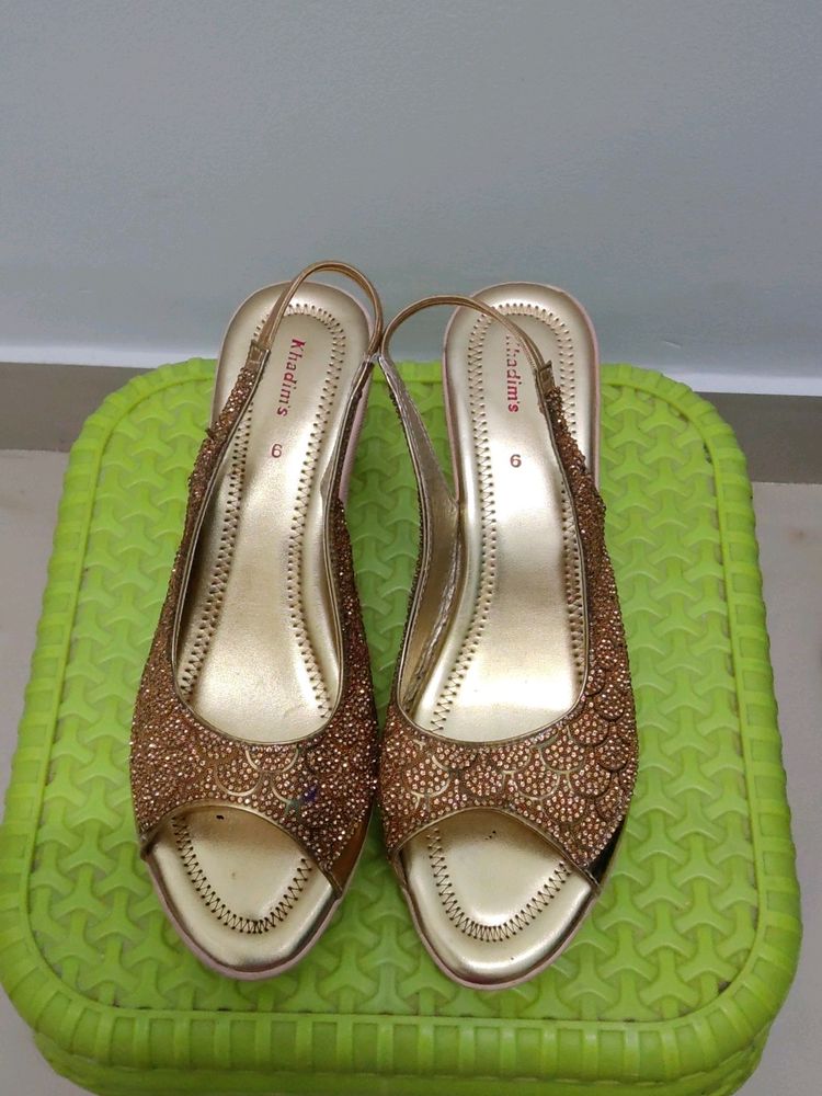 KHADIMS Gold Sequin Heels