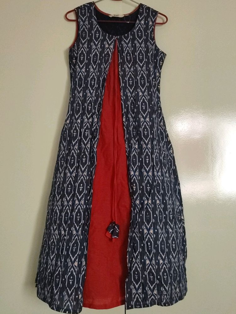 Blue Red Beautiful Long kurti In Small Size