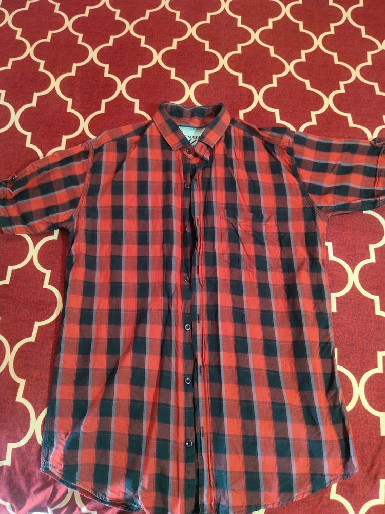 Mens Checks Shirt : Red and Black size xl