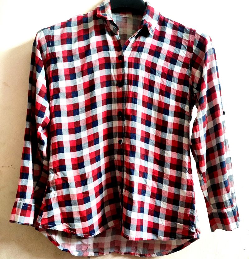 💗Woman Check Shirt Multicolour, Size : L , No Fla