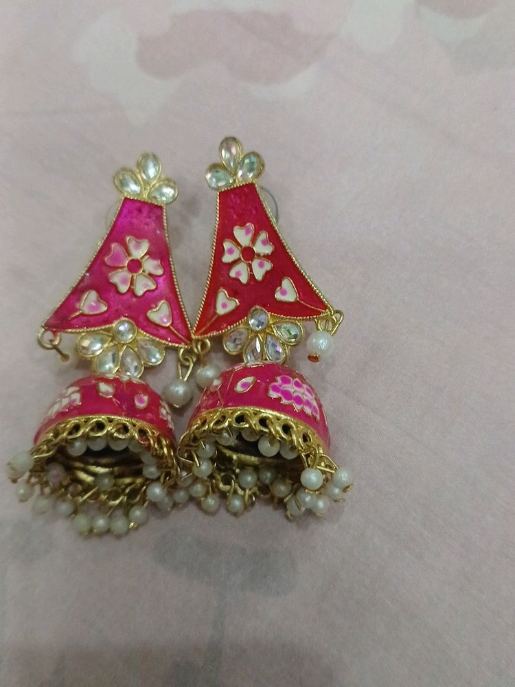 Dark Pink Jhumkas