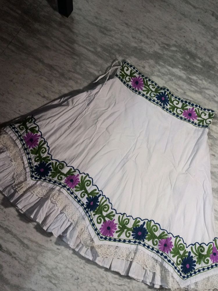 Flare Midi Skirt With Adjustable Waist Knot