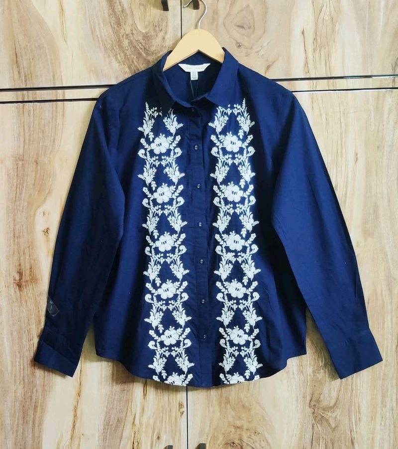 Black Embroidery Work Cotton Shirt Size-40-42