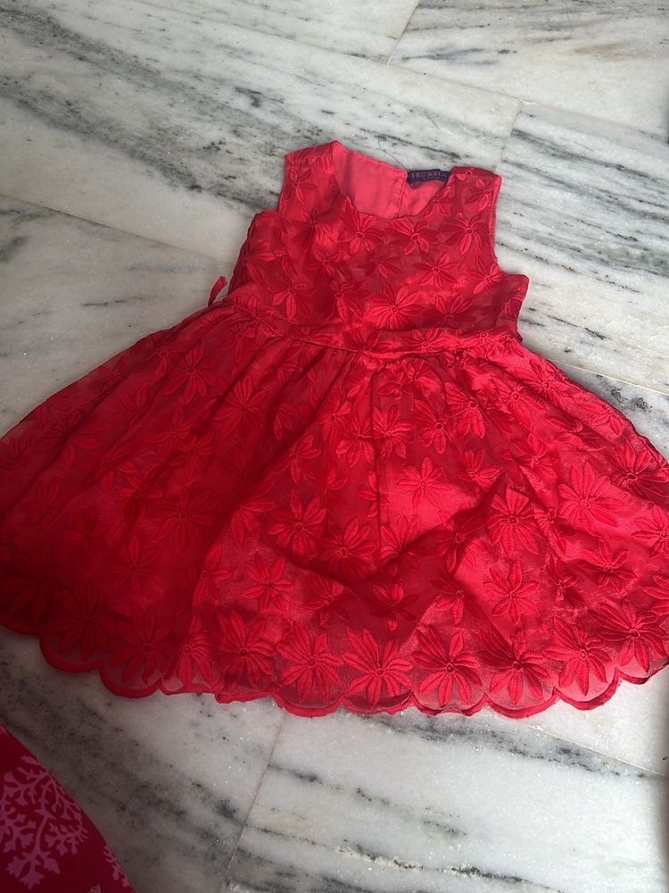 Red Embroidery Frock 3-4 Years