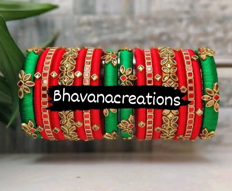 Silkthread Kundan Bangles Set