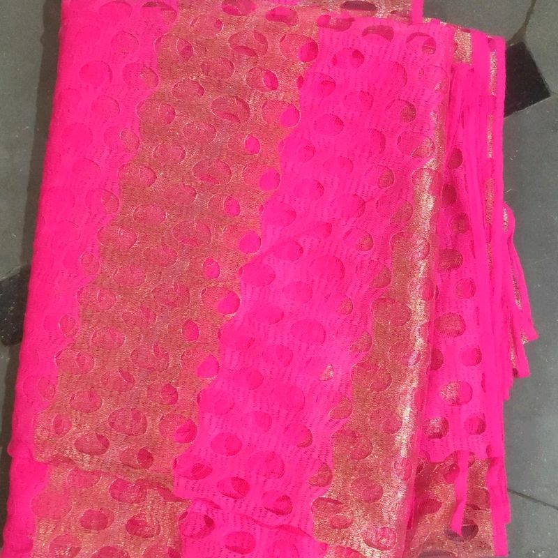 baby pink colour net saree