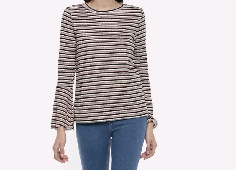 Pink & Black Stripped Knitted Top Women