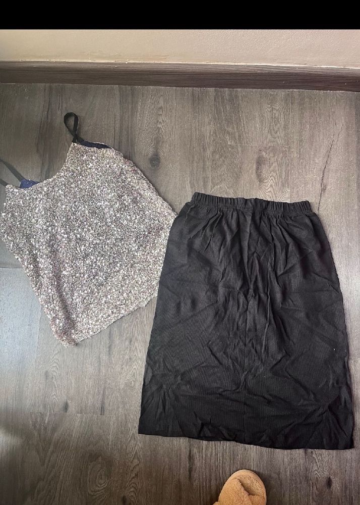 Sequin Top And Skirt Set