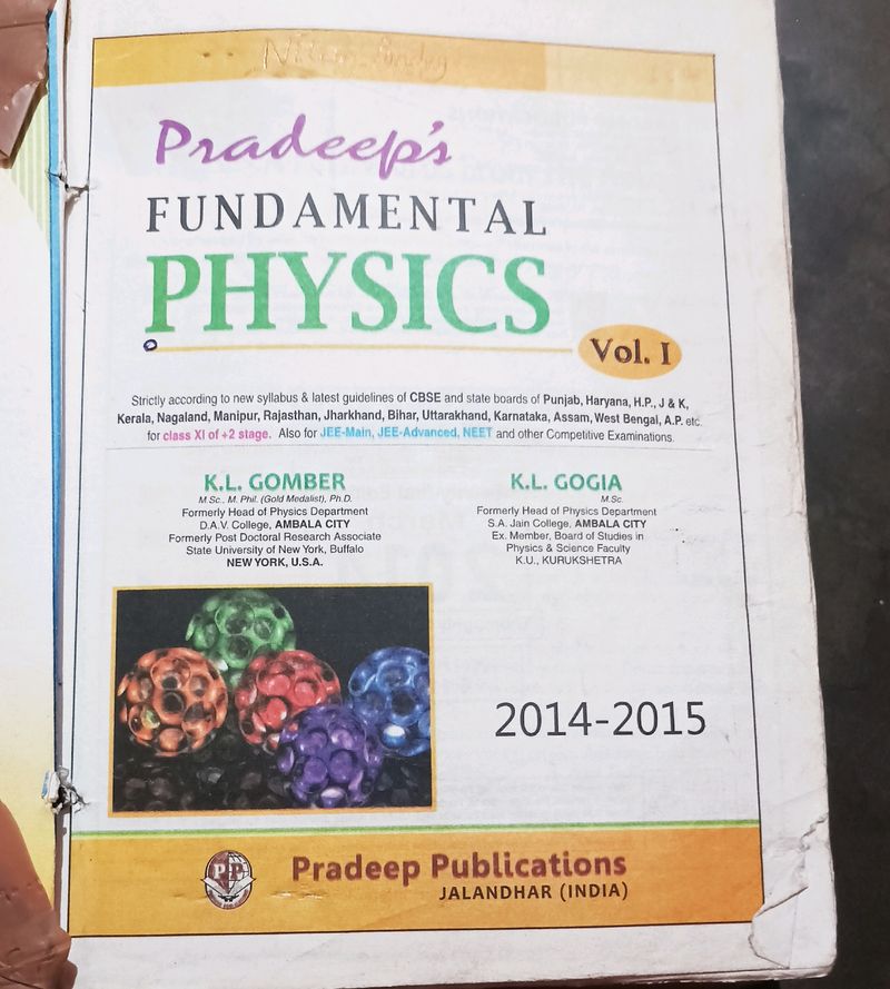 Class Xi Pradeep Physics Volume 1 Book