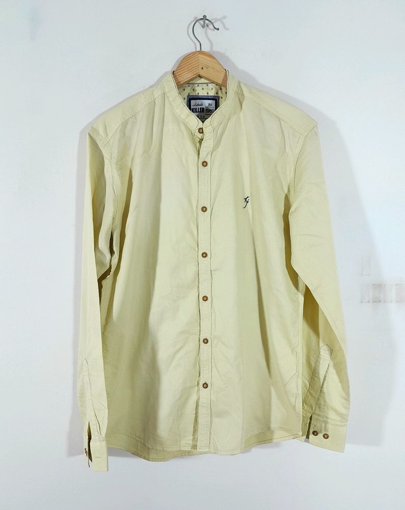 Cream Color Chinese Collar Shirt (Men's)