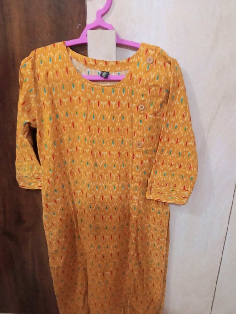 Yellow Straight Kurti