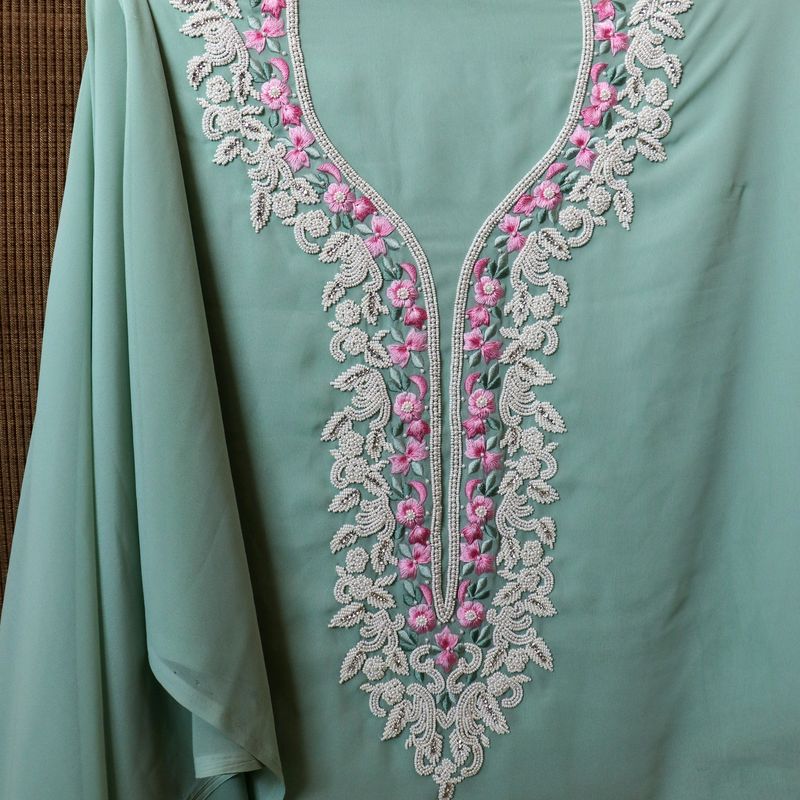 Sage Green Designer Handwork Kurta Fabric