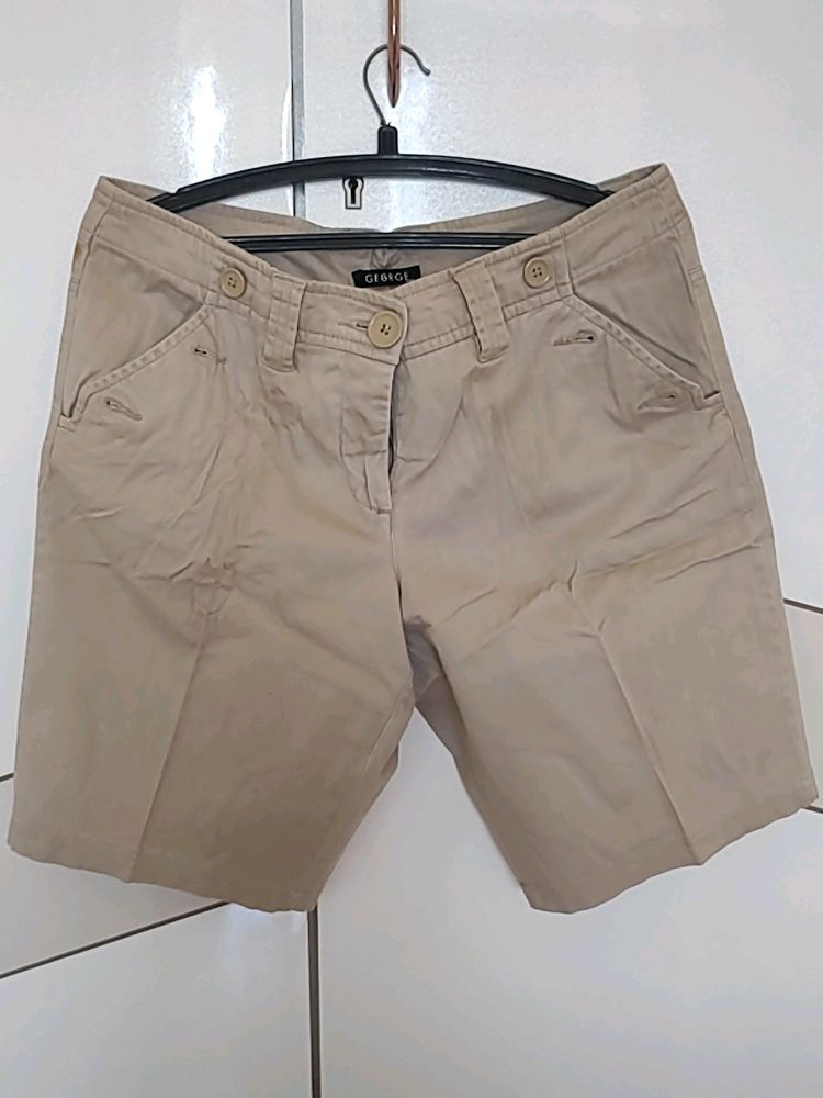 Beige Cotton Shorts