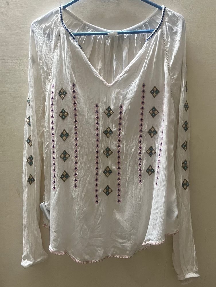 Long Sleeve Embroidered Top