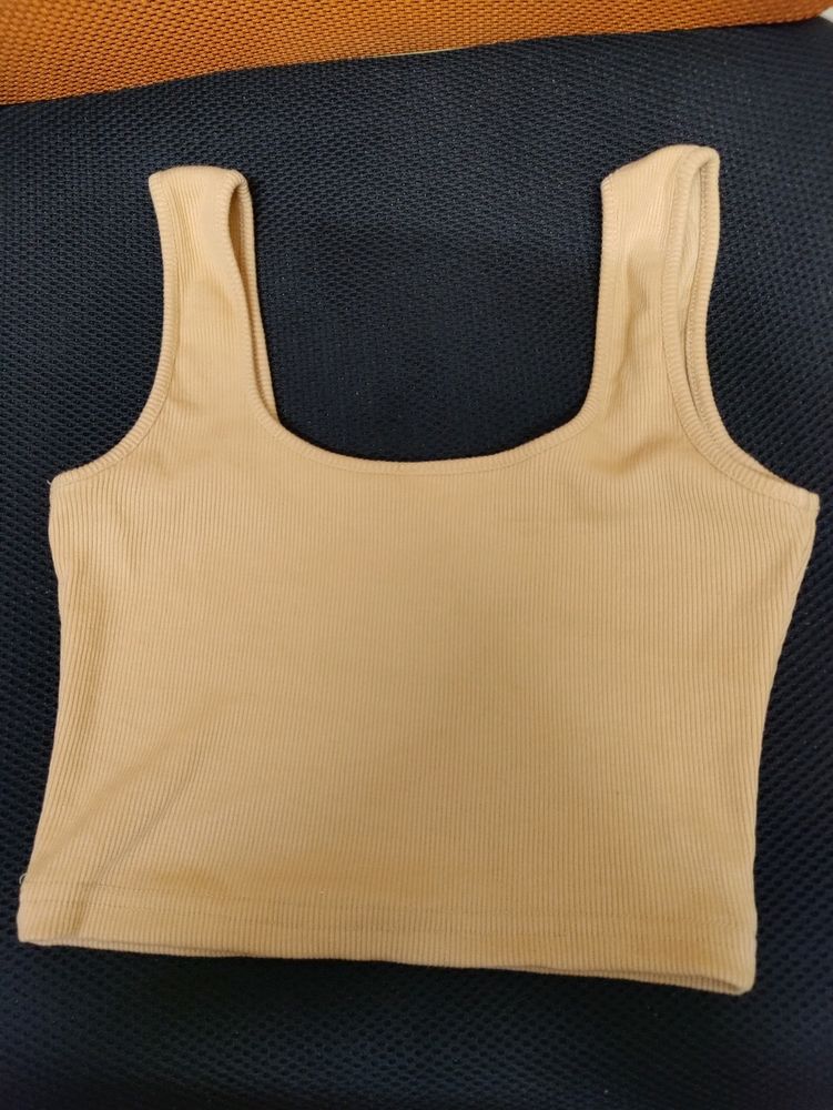 Tan Ribbed Crop Top