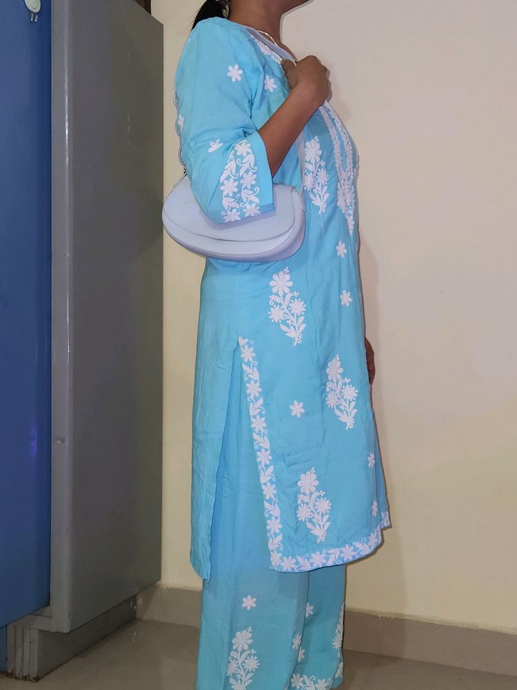 Blue Chilankari Kurti Set.