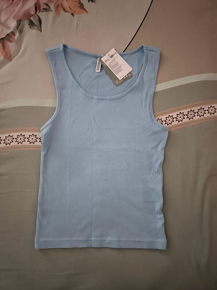 H&M Pastel Blue Ribbed Vest Top