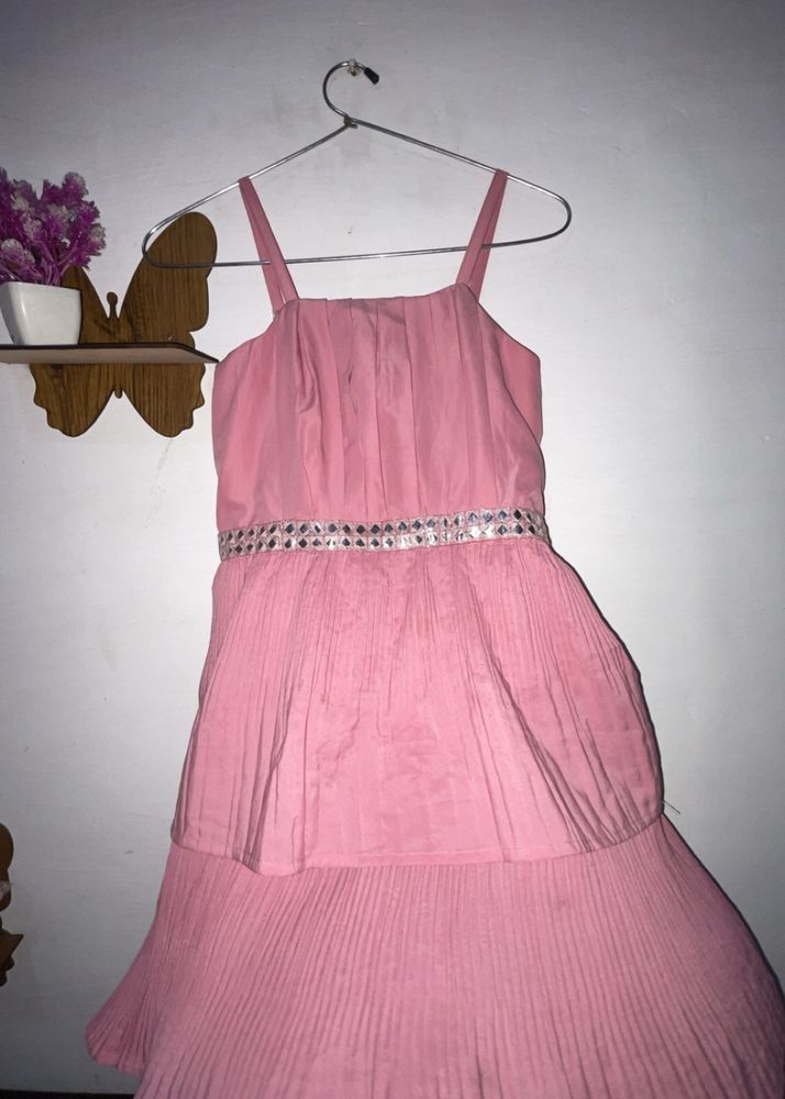 pink flared short dress 👗💕