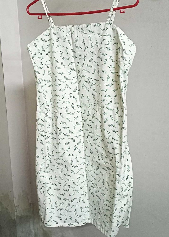 Max White Printed Denim Dress