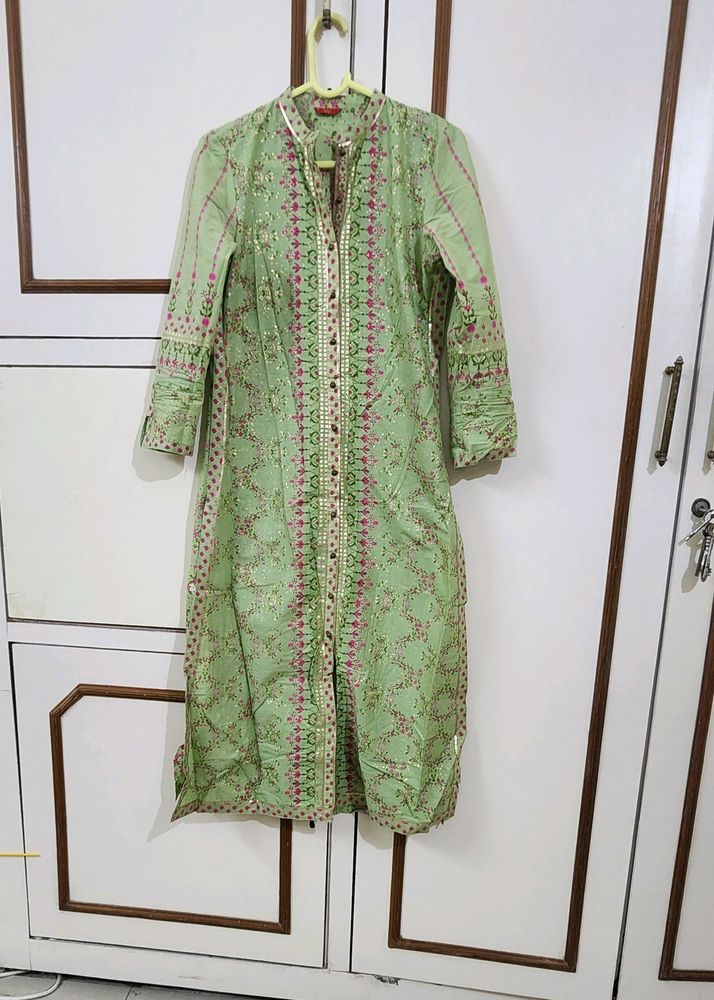 Sweet Summers W Pastel Green Cotton Kurta