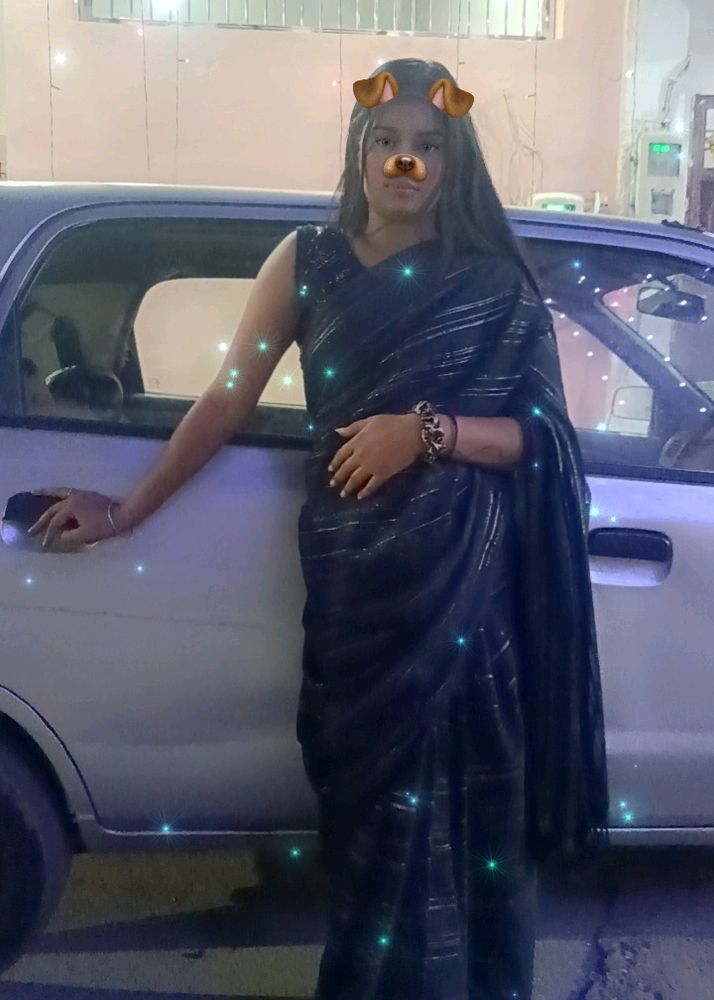 Black Saree With Blouse Kapda