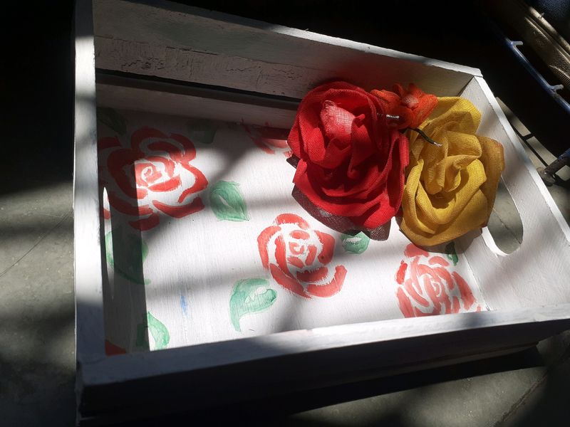 A Rose Pattern Wooden Crate