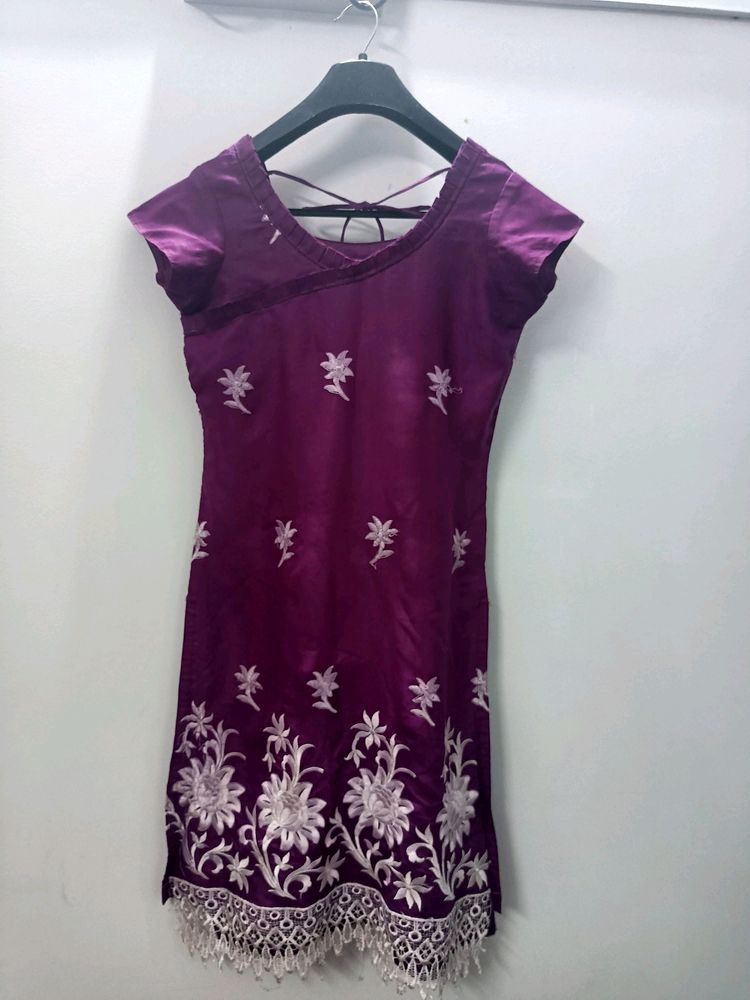 Daily Wear Kurta For Women (Purple)(Stitched)