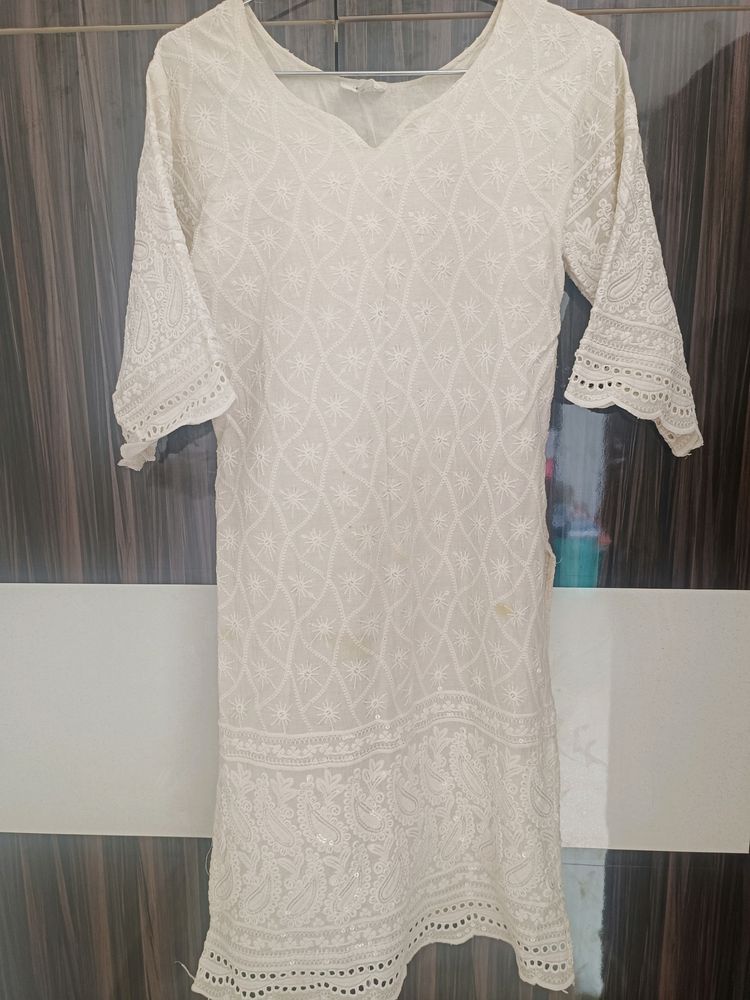 Off White Kurta With Pant