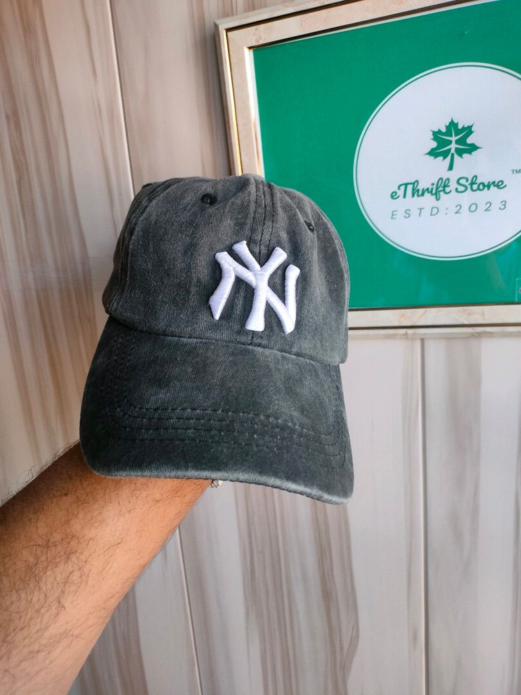 NY Logo Washed Denim Cap