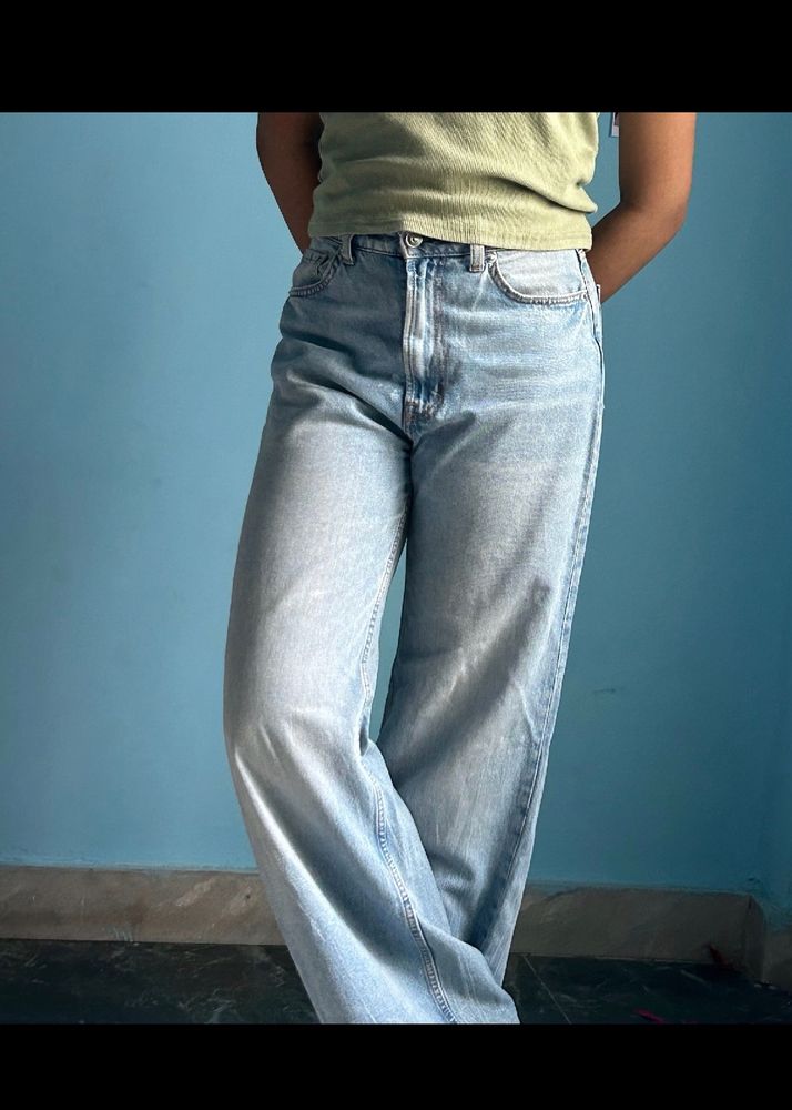 Ice Blue Wide Leg Jeans