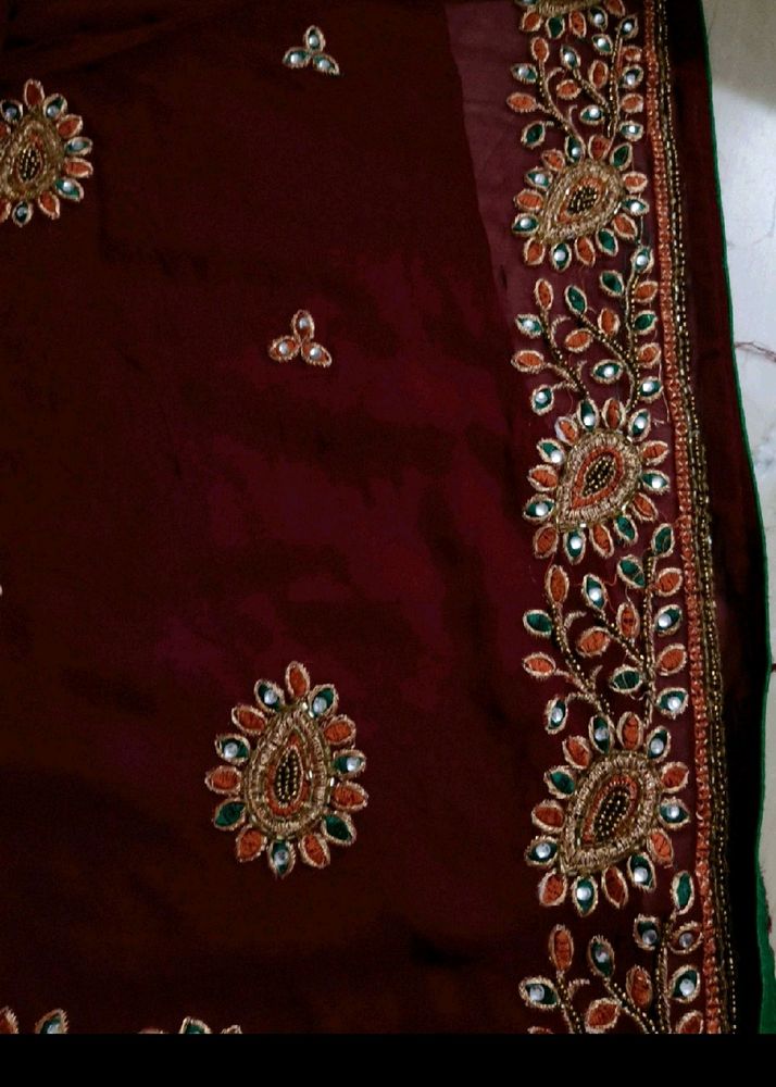 Dark Brown/Mehroom Colour Saree