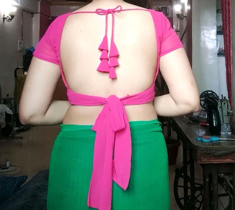 knotted blouse backless padded