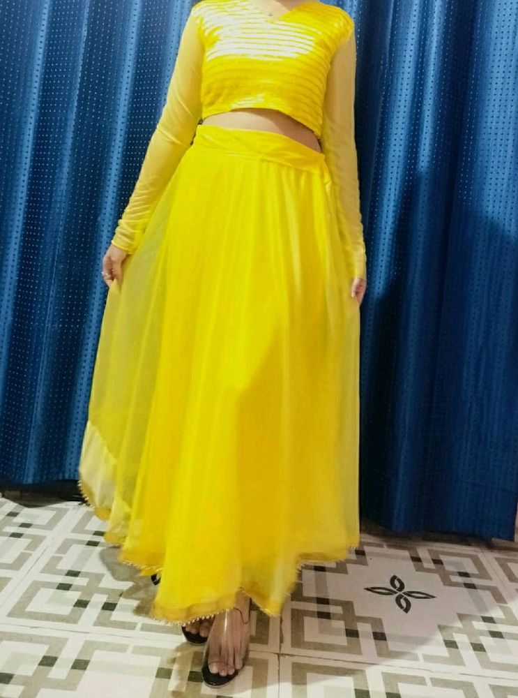 Designer Back Yellow Lehenga Choli