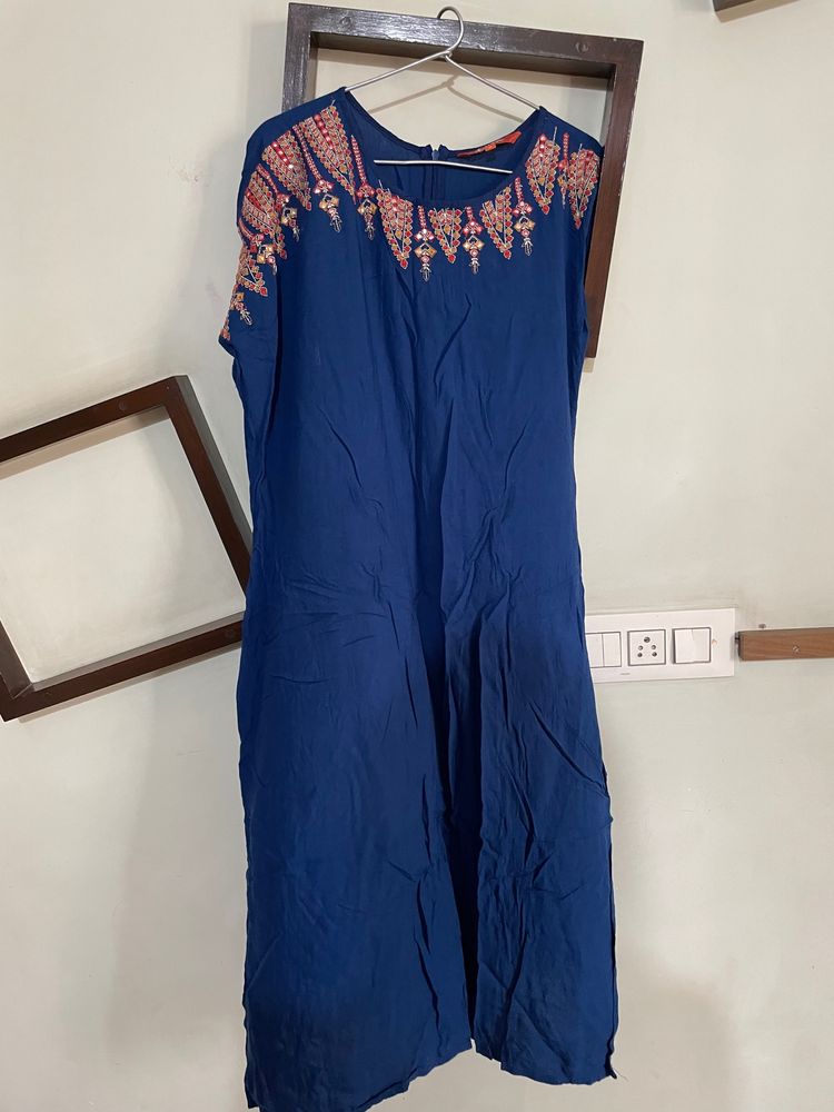 Blue One Shoulder Kurti