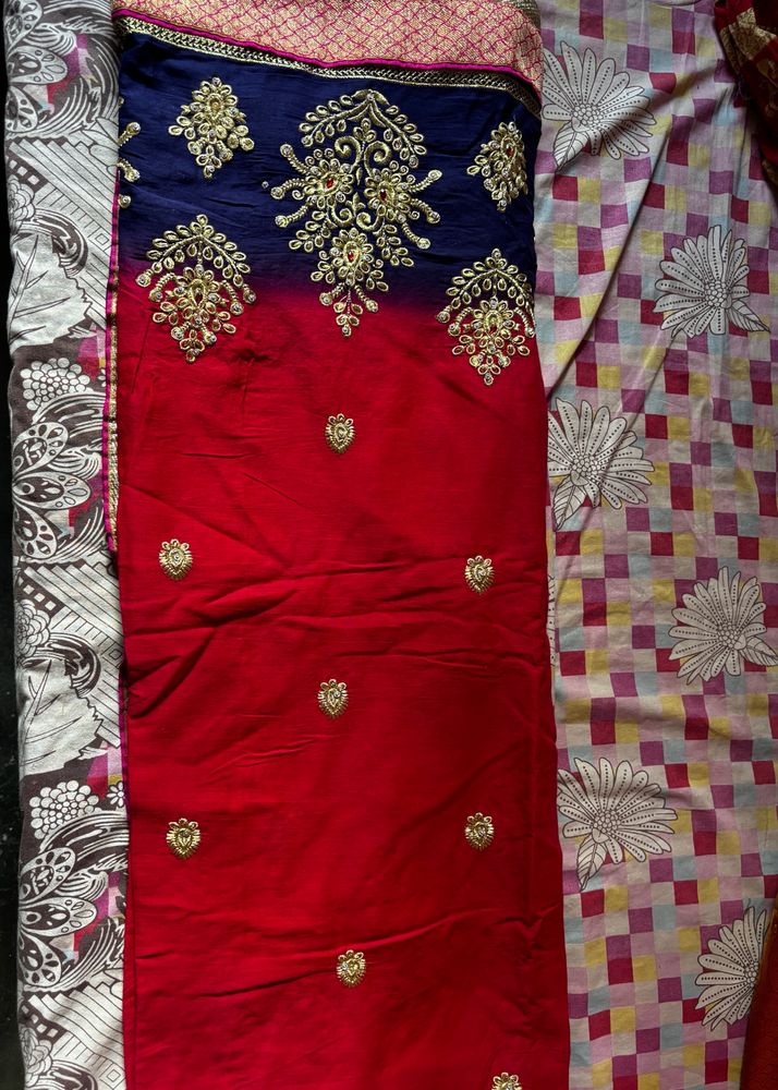 Cotton Light Weight Pink And Navy Blue Saree