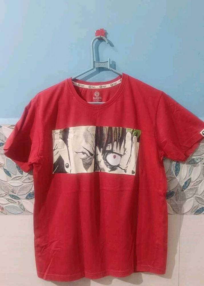 Anime Printed Red Tshirt