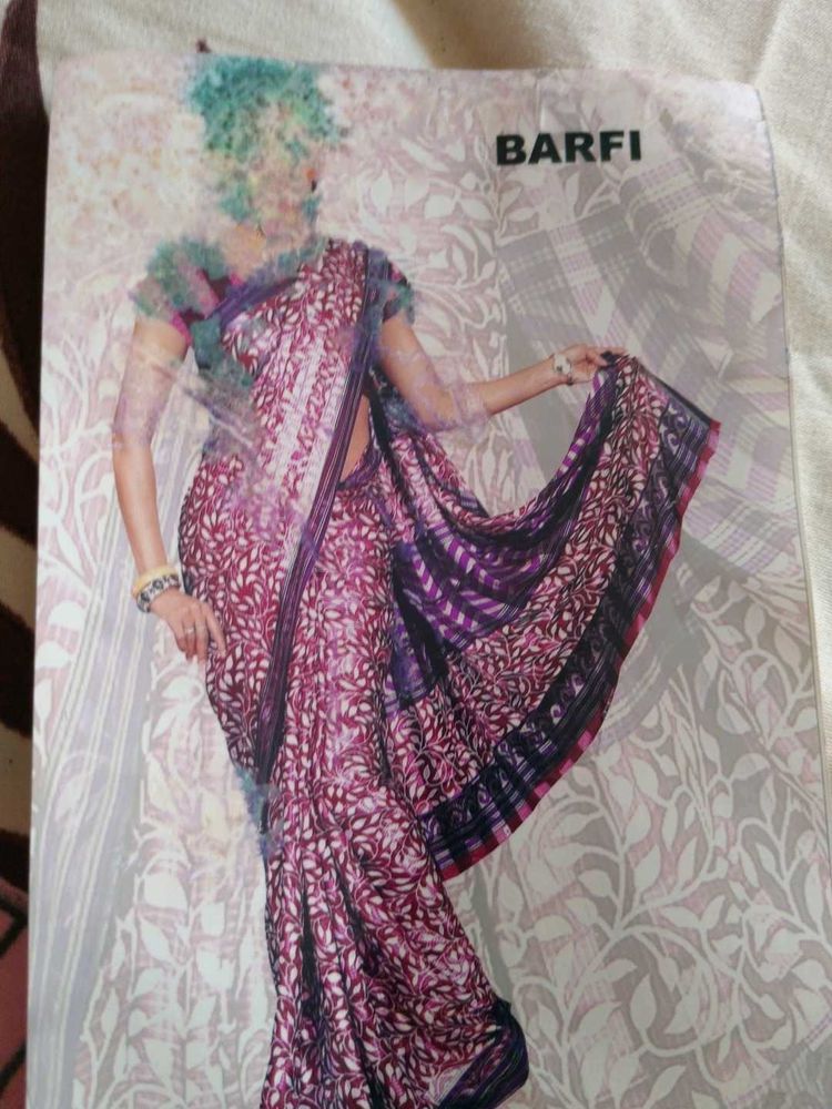 Crepe Lavender Colour Saree