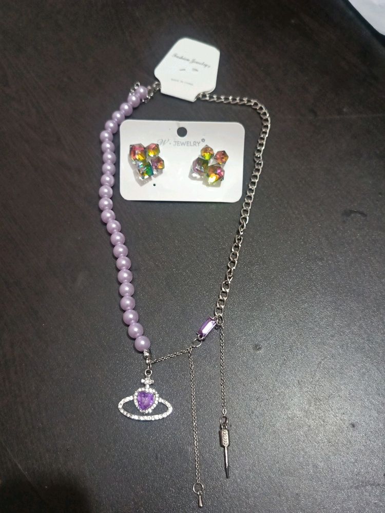 Korean Necklace With Earrings