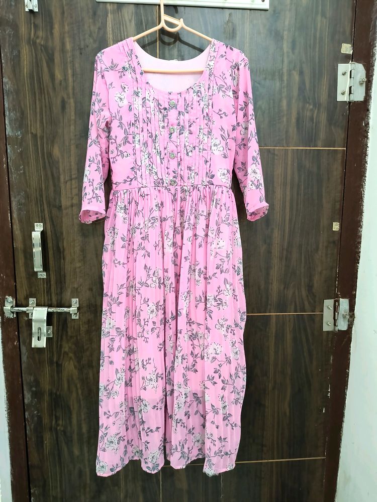 Pink Floral Printed Kurti