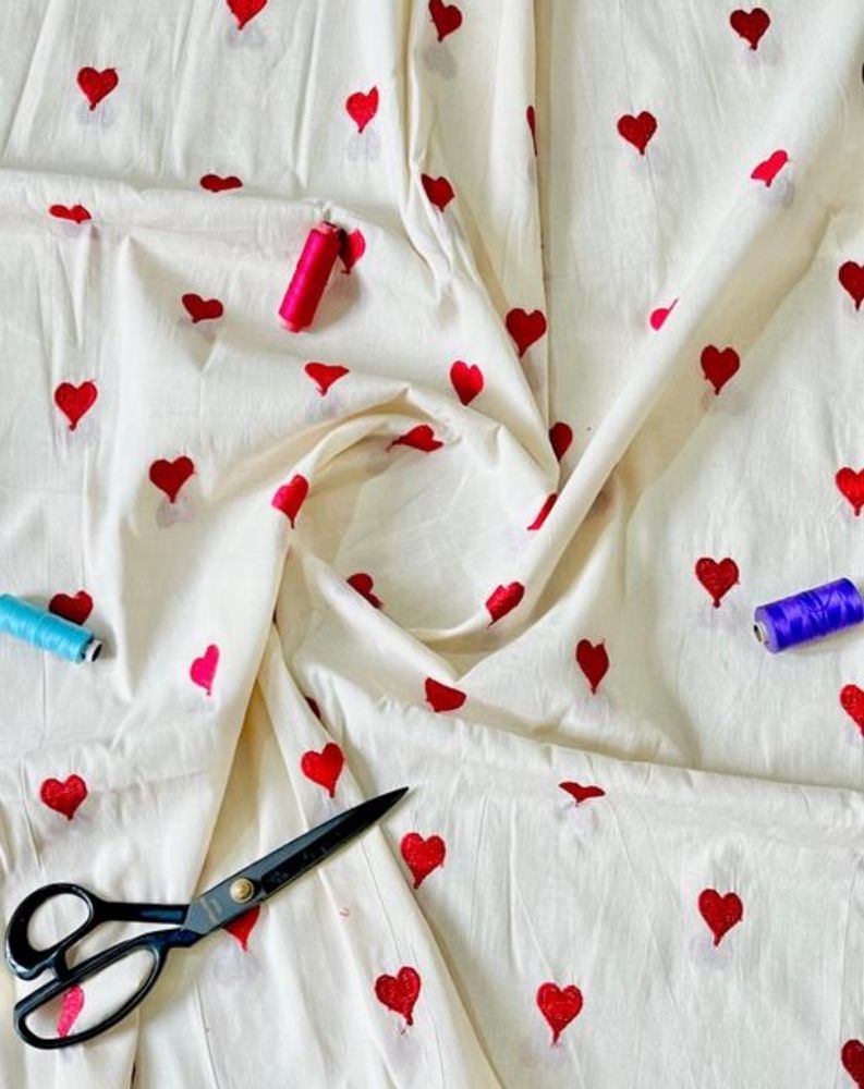 2 Metre Embroidered Heart Fabric!!!