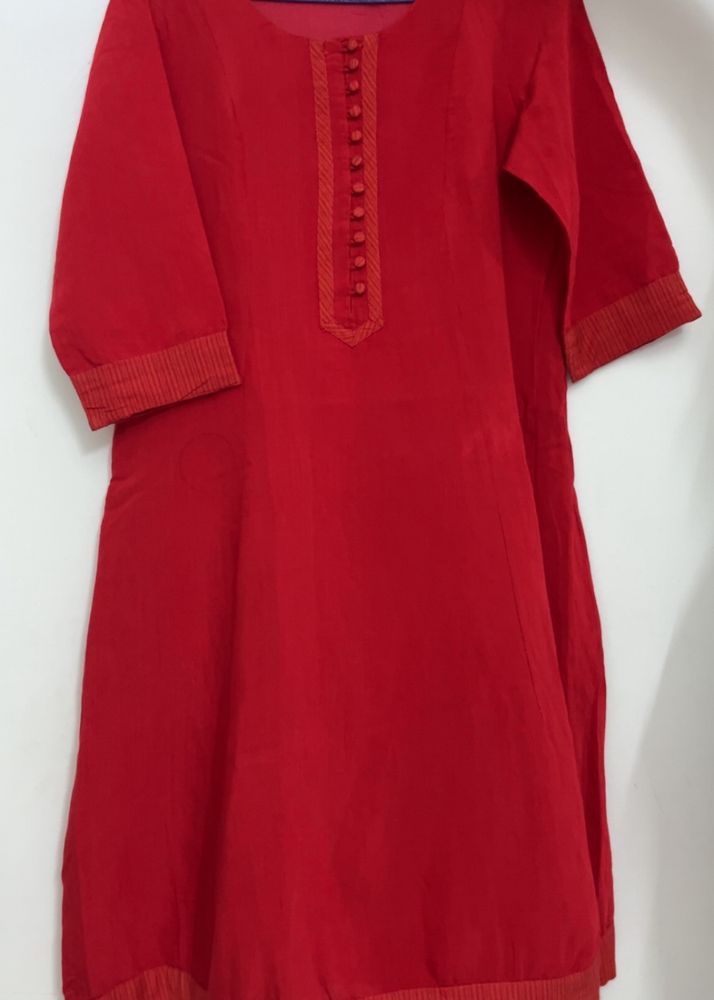 Red Biba Kurta