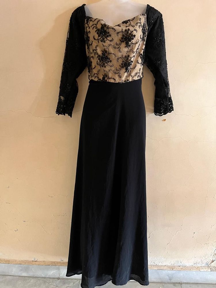 Korean Long Designer Black Gown