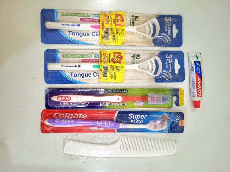 Combo Toothbrush Toothpaste Tonguecleaner Comb