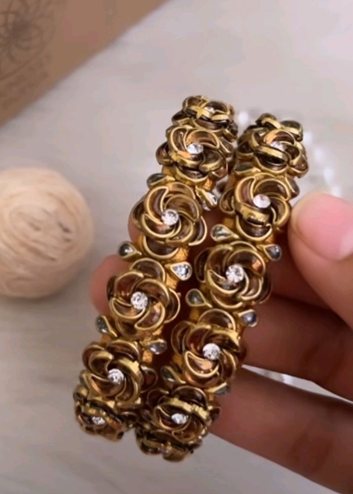 Golden Rose Type 3d Layered Bangles