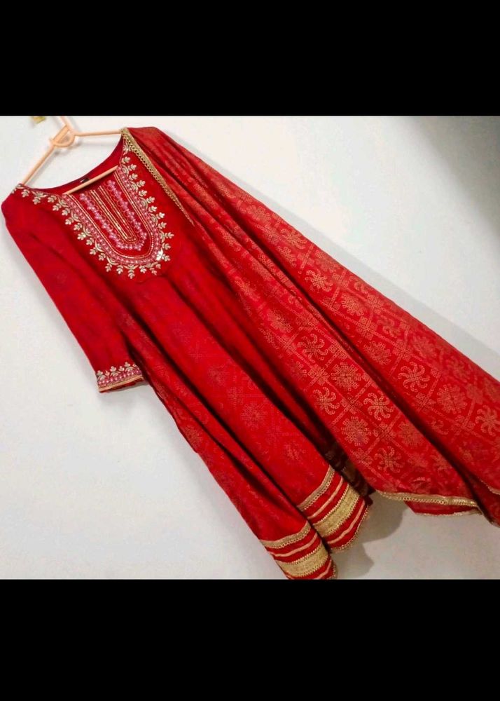 Rajasthani Red Anarkali Set