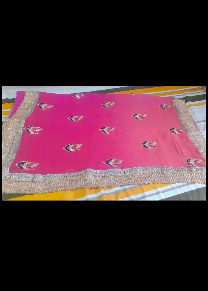 Pink Chiffon Saree With Blouse